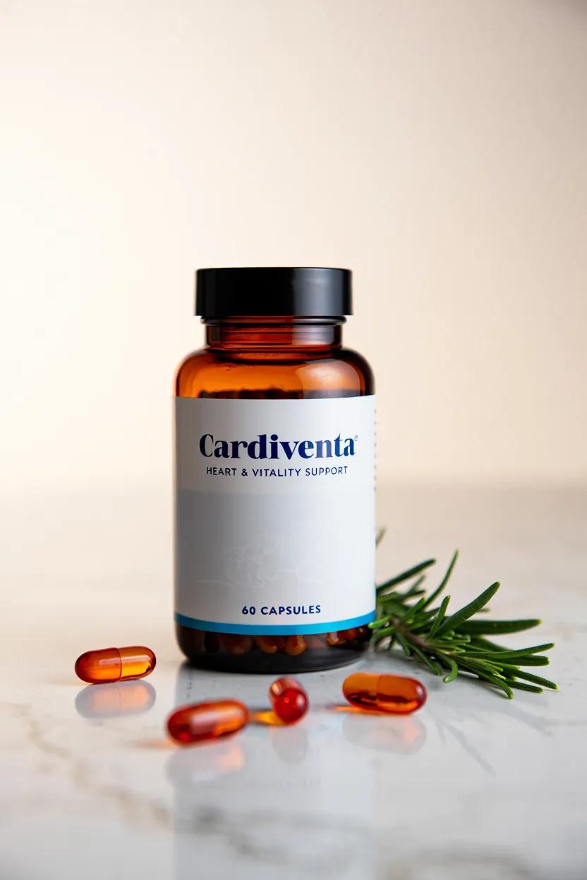 Cardiventa dietary supplement bottle containing 60 capsules for daily wellness support
